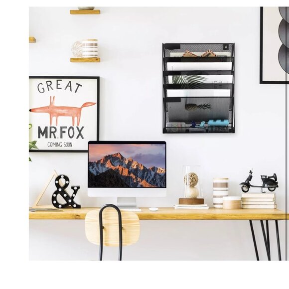 EASEPRES 5-Tier Wall File Organizer | Sturdy Metal Mesh | Black - Picture 6 of 6